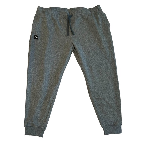 Under Armour Men's Rival Fleece Joggers Size 4XL Heather Grey Drawstring Pockets - Picture 3 of 8